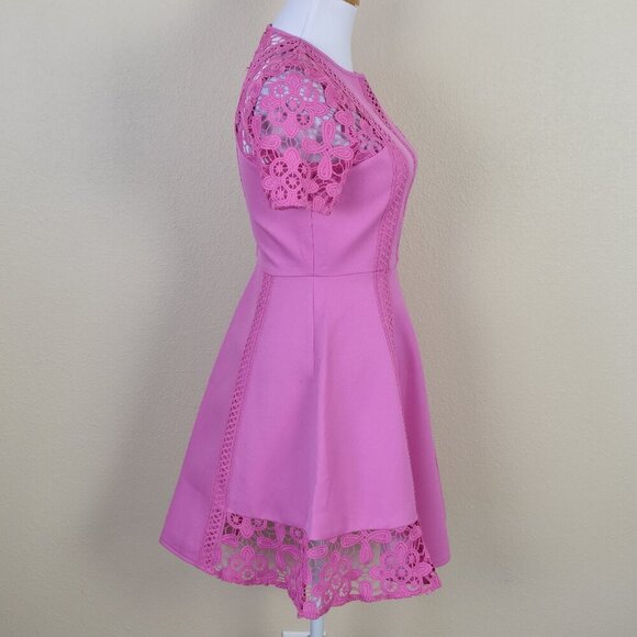 ASOS Crochet Lace Fit and Flare Pink Dress - 4 - Picture 8 of 10